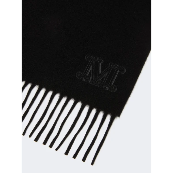 Max Mara Wsdalia Cashmere Monogram Stole in Black | Scarves | Luxury Shoes 