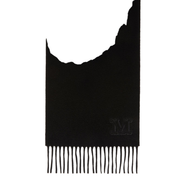 Max Mara Wsdalia Cashmere Monogram Stole in Black | Scarves | Luxury Shoes 