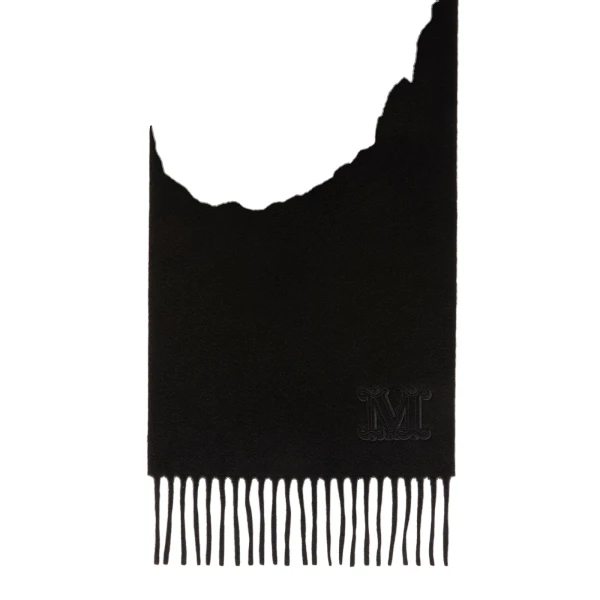 Max Mara Wsdalia Cashmere Monogram Stole in Black | Scarves | Luxury Shoes 