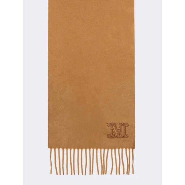 Max Mara Wsdalia Cashmere Monogram Stole in Tobacco | Scarves | Luxury Shoes 