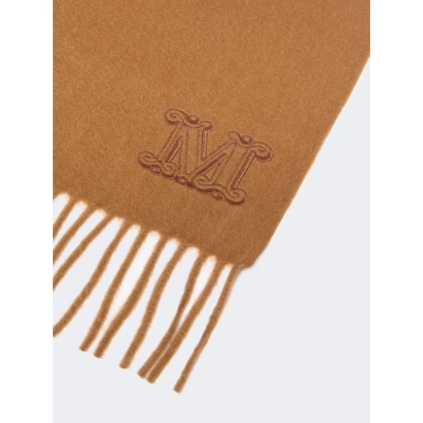 Max Mara Wsdalia Cashmere Monogram Stole in Tobacco | Scarves | Luxury Shoes 