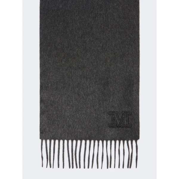 Max Mara Wsdalia Monogram Cashmere Stole in Dark Grey | Scarves | Luxury Shoes 
