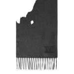 Max Mara Wsdalia Monogram Cashmere Stole in Dark Grey | Scarves | Luxury Shoes 