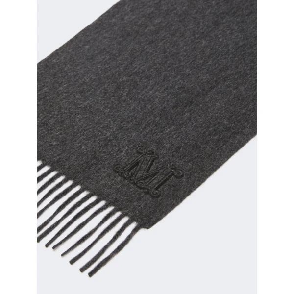 Max Mara Wsdalia Monogram Cashmere Stole in Dark Grey | Scarves | Luxury Shoes 