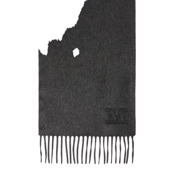 Max Mara Wsdalia Monogram Cashmere Stole in Dark Grey | Scarves | Luxury Shoes 