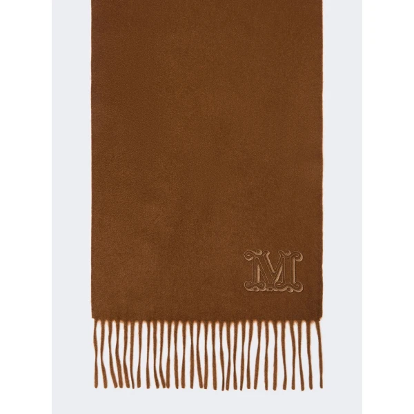 Max Mara Wsdalia Monogram Cashmere Stole in Hazelnut Brown | Scarves | Luxury Shoes 