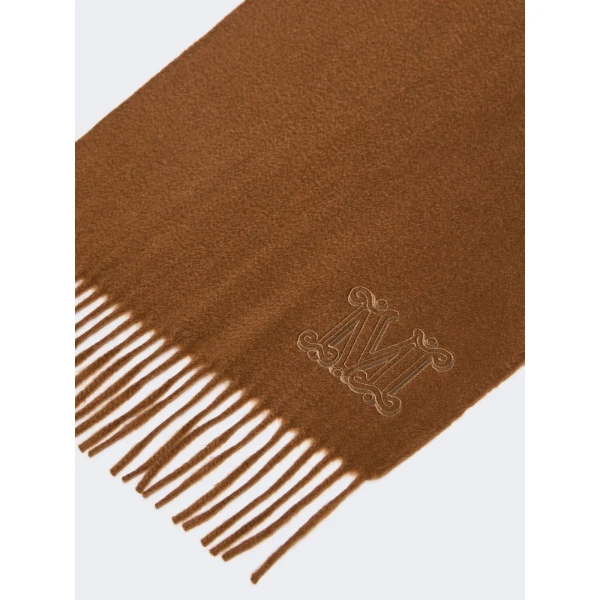 Max Mara Wsdalia Monogram Cashmere Stole in Hazelnut Brown | Scarves | Luxury Shoes 