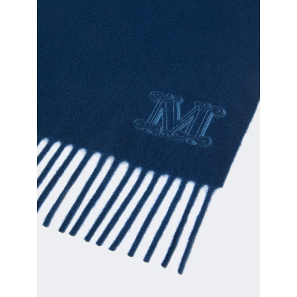 Max Mara Wsdalia Monogram Cashmere Stole in Light Blue | Scarves | Luxury Shoes 