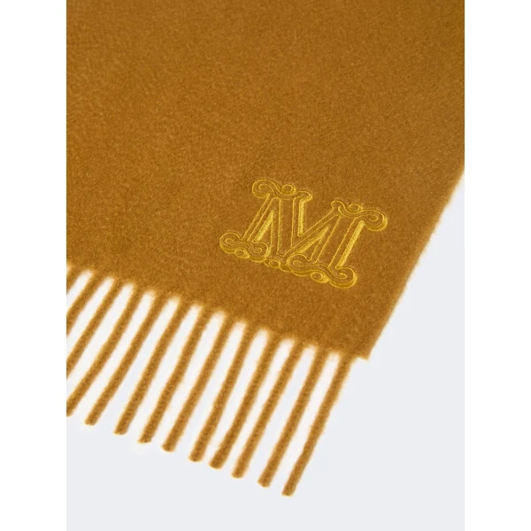 Max Mara Wsdalia Monogram Cashmere Stole in Mustard | Scarves | Luxury Shoes 