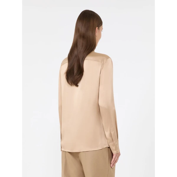Max Mara Xero Silk Satin Shirt in Camel | Shirts | Luxury Shoes 