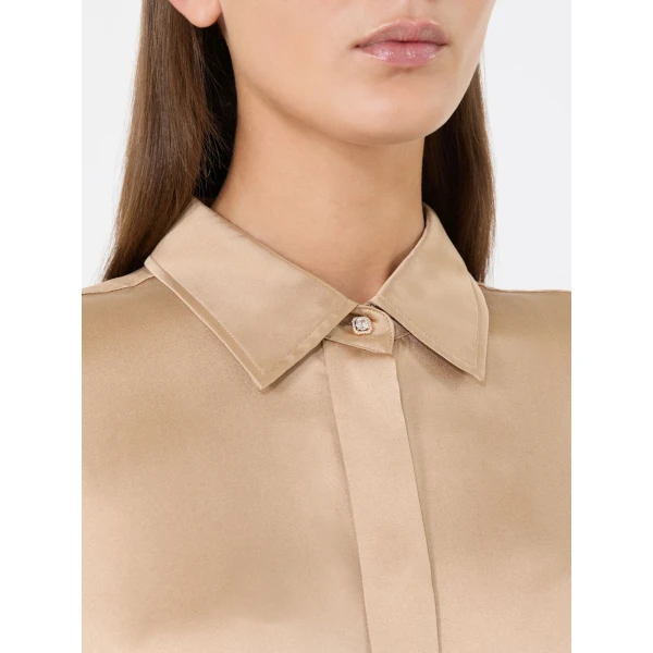 Max Mara Xero Silk Satin Shirt in Camel | Shirts | Luxury Shoes 