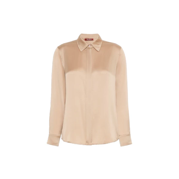 Max Mara Xero Silk Satin Shirt in Camel | Shirts | Luxury Shoes 