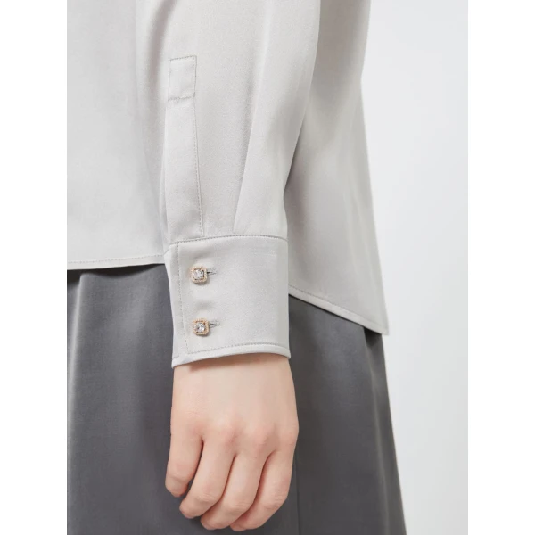 Max Mara Xero Silk Satin Shirt in Pearl Grey | Shirts | Luxury Shoes 