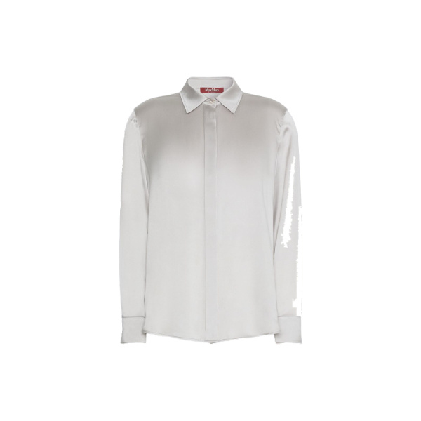 Max Mara Xero Silk Satin Shirt in Pearl Grey | Women | Luxury Shoes 