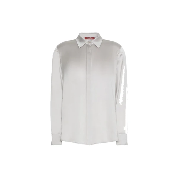 Max Mara Xero Silk Satin Shirt in Pearl Grey | Women | Luxury Shoes 