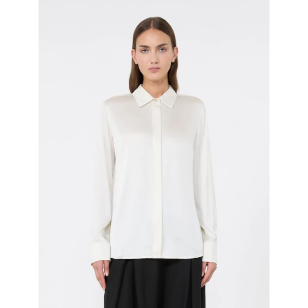 Max Mara Xero Silk Satin Shirt in Silk White | Shirts | Luxury Shoes 