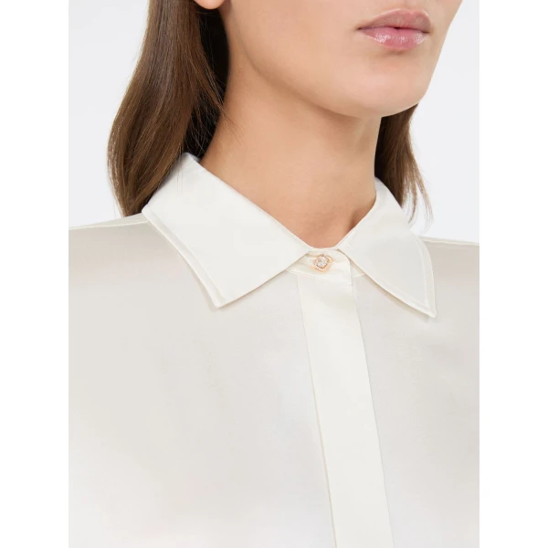 Max Mara Xero Silk Satin Shirt in Silk White | Shirts | Luxury Shoes 