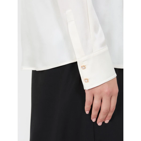 Max Mara Xero Silk Satin Shirt in Silk White | Shirts | Luxury Shoes 