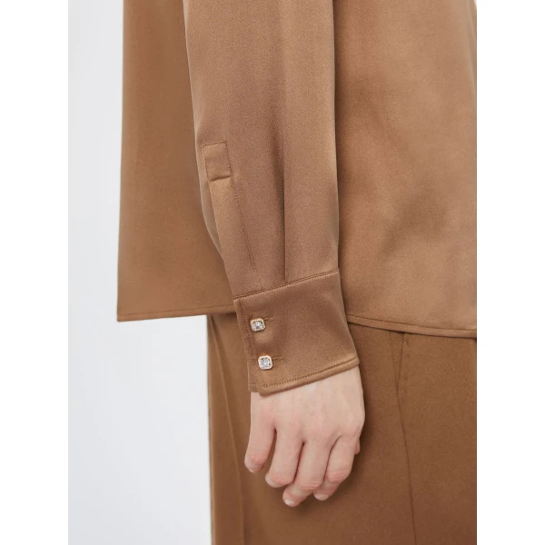 Max Mara Xero Silk Satin Shirt in Tobacco | Shirts | Luxury Shoes 