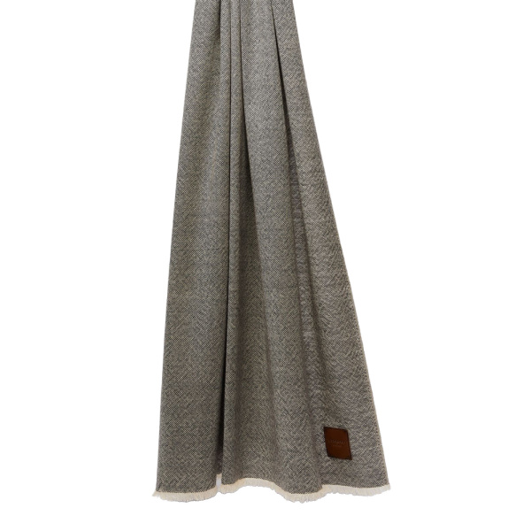Max Mara Yarn-Dyed Wool Stole in Brown | Scarves | Luxury Shoes 