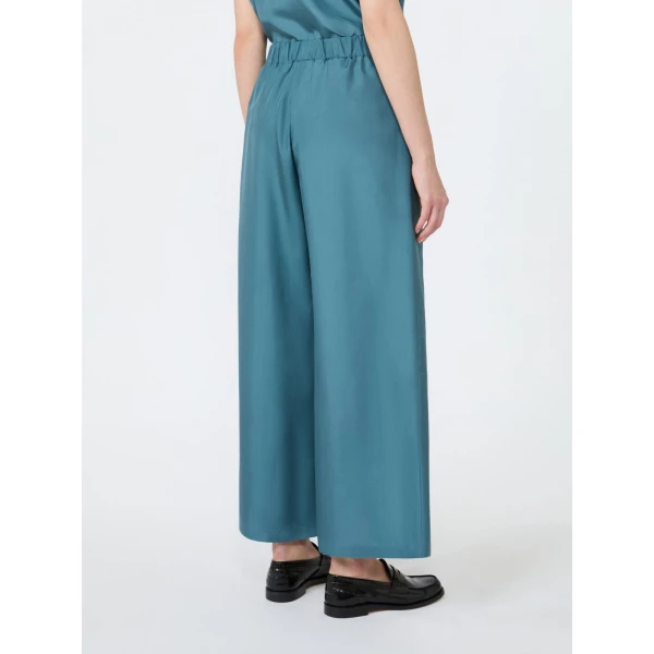 Max Mara Zaino Cropped Silk Wide Leg Trousers in Light Blue | Wide leg pants | Luxury Shoes 