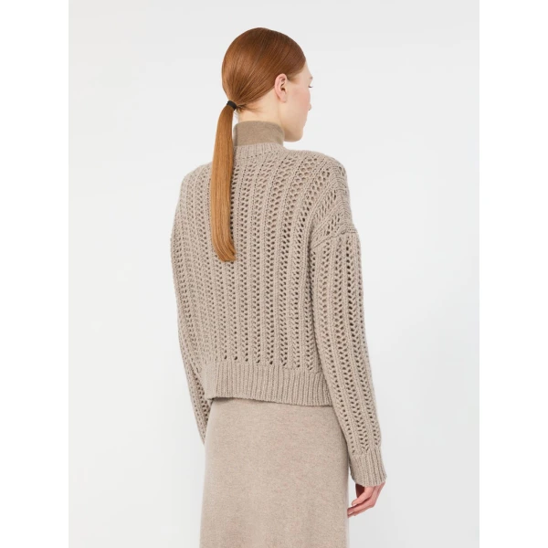 Max Mara Zaino Open-Knit Cashmere Cardigan in Sand | Cardigan | Luxury Shoes 