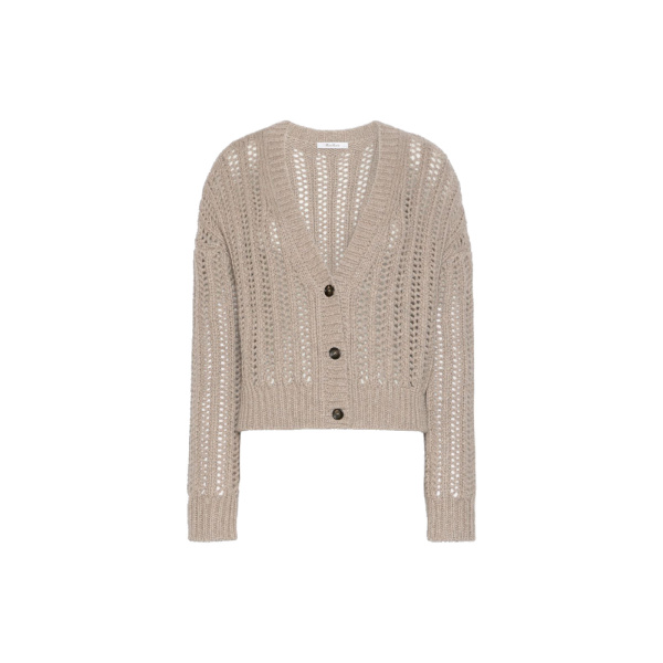 Max Mara Zaino Open-Knit Cashmere Cardigan in Sand | Cardigan | Luxury Shoes 