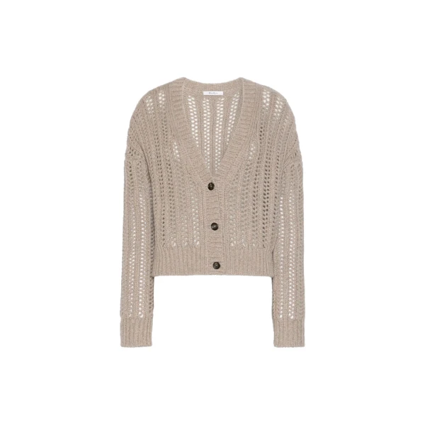 Max Mara Zaino Open-Knit Cashmere Cardigan in Sand | Cardigan | Luxury Shoes 