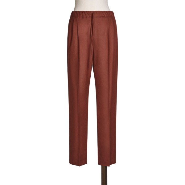 Max Mara Zamia Cashmere Foule Drawstring Trousers in Brick Red | Tailored pants | Luxury Shoes 
