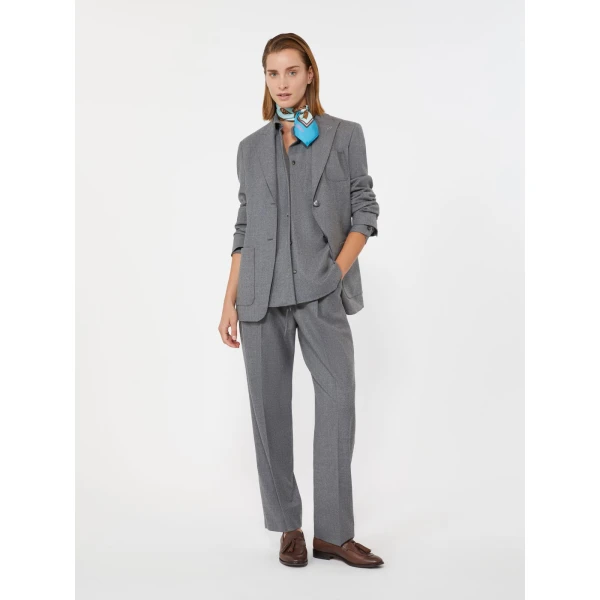 Max Mara Zamia Cashmere Foule Drawstring Trousers in Medium Grey | Tailored pants | Luxury Shoes 