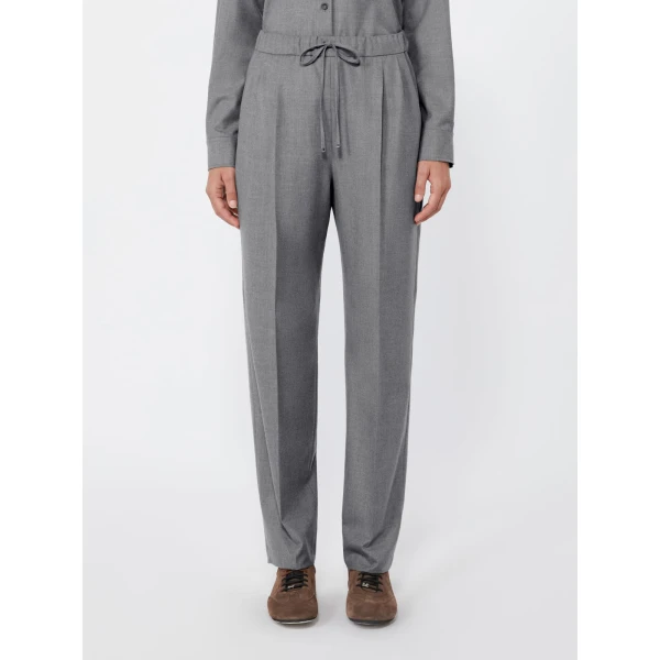 Max Mara Zamia Cashmere Foule Drawstring Trousers in Medium Grey | Tailored pants | Luxury Shoes 