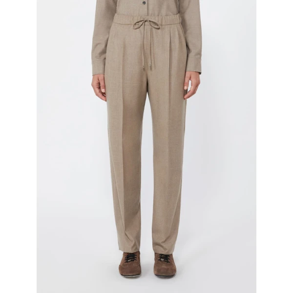 Max Mara Zamia Cashmere Foule Drawstring Trousers in Turtledove | Tailored pants | Luxury Shoes 