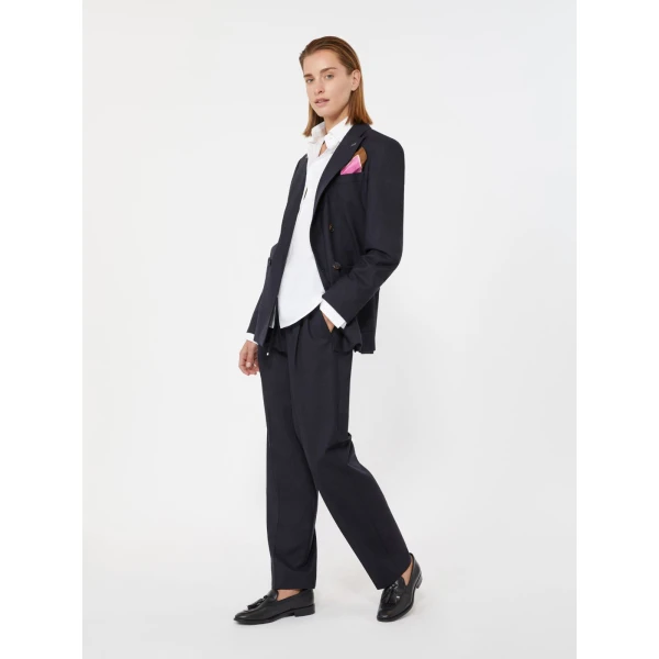 Max Mara Zamia Cashmere Foule Drawstring Trousers in Ultramarine | Tailored pants | Luxury Shoes 