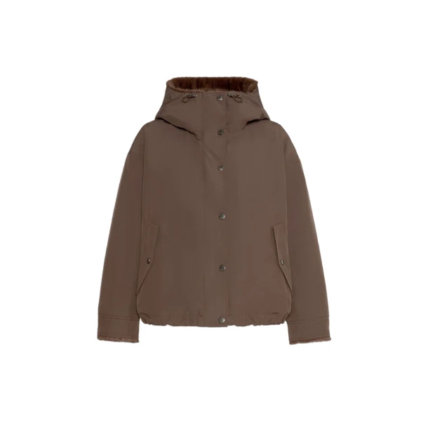 Zanna Reversible Water-Repellent Canvas Jacket in Brown