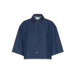 Max Mara Zannata Boxy Denim Shirt in Navy | Shirts | Luxury Shoes 