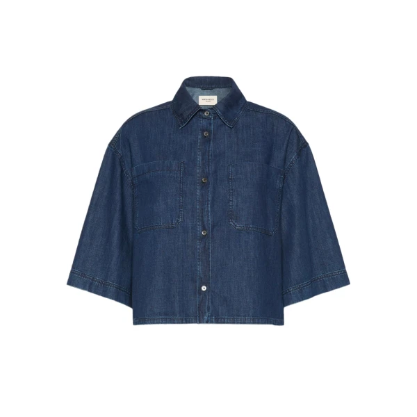 Max Mara Zannata Boxy Denim Shirt in Navy | Shirts | Luxury Shoes 