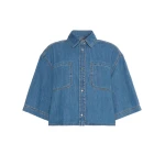 Max Mara Zannata Boxy Denim Shirt in Navy Style 2 | Shirts | Luxury Shoes 