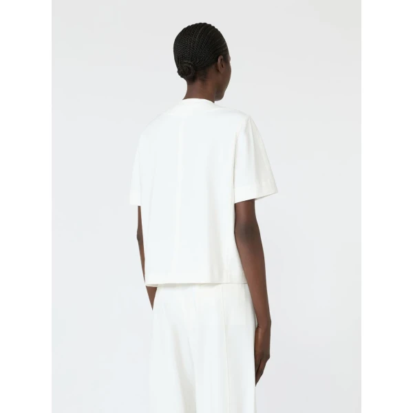 Max Mara Zanzara Stretch Cotton Canvas Jacket in White | Blazers | Luxury Shoes 