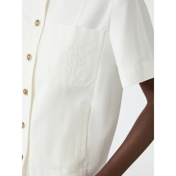 Max Mara Zanzara Stretch Cotton Canvas Jacket in White | Blazers | Luxury Shoes 