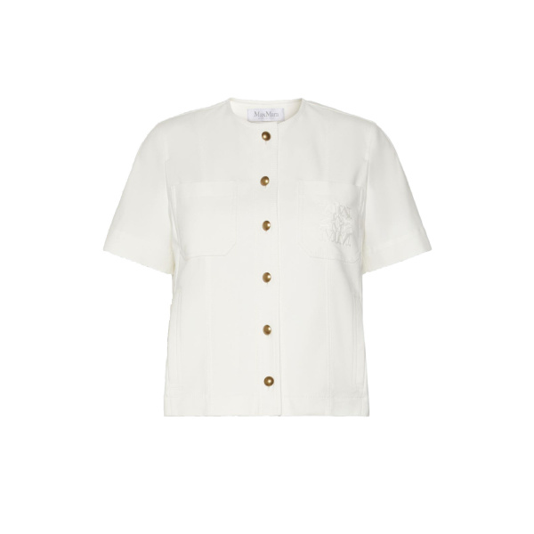 Max Mara Zanzara Stretch Cotton Canvas Jacket in White | Blazers | Luxury Shoes 