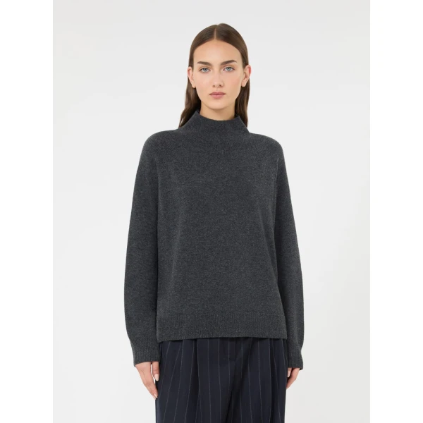 Max Mara Zarina Carded Wool and Cashmere Jumper in Dark Grey | Sweaters | Luxury Shoes 