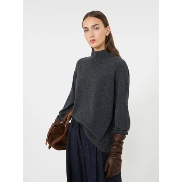 Max Mara Zarina Carded Wool and Cashmere Jumper in Dark Grey | Sweaters | Luxury Shoes 
