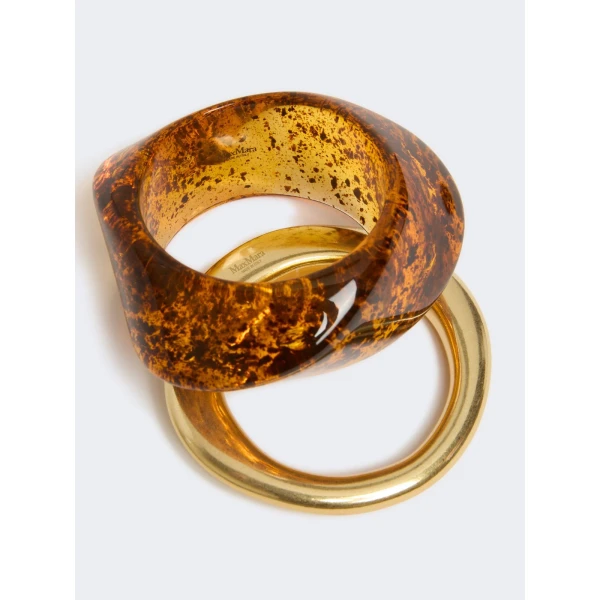 Max Mara Zarina Resin Bangle Set in Gold | Bracelets | Luxury Shoes 