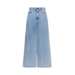 Max Mara Zattera Long Wide-Leg Cotton Denim Jeans in Blue Jeans | Denim | Luxury Shoes 
