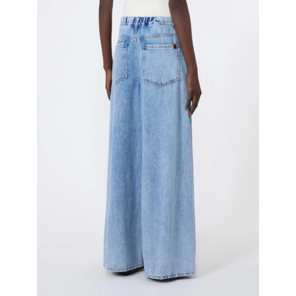 Max Mara Zattera Long Wide-Leg Cotton Denim Jeans in Blue Jeans | Denim | Luxury Shoes 