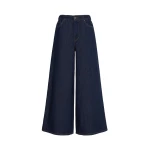 Max Mara Zattera Long Wide-Leg Cotton Denim Jeans in Navy | Denim | Luxury Shoes 