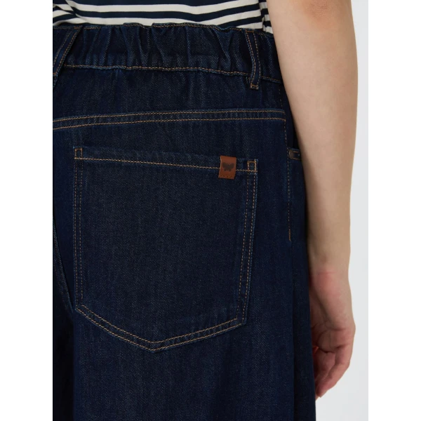 Max Mara Zattera Long Wide-Leg Cotton Denim Jeans in Navy | Denim | Luxury Shoes 