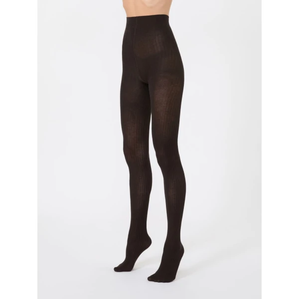 Max Mara Zavorra Ribbed Cotton Tights in Dark Brown | Accessories | Luxury Shoes 