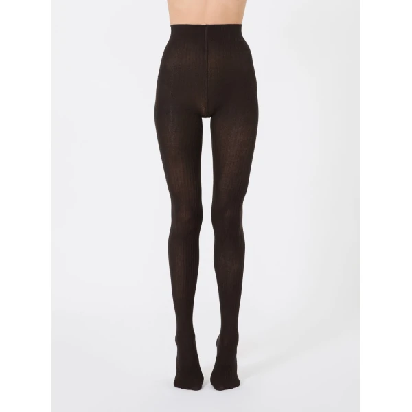 Max Mara Zavorra Ribbed Cotton Tights in Dark Brown | Accessories | Luxury Shoes 