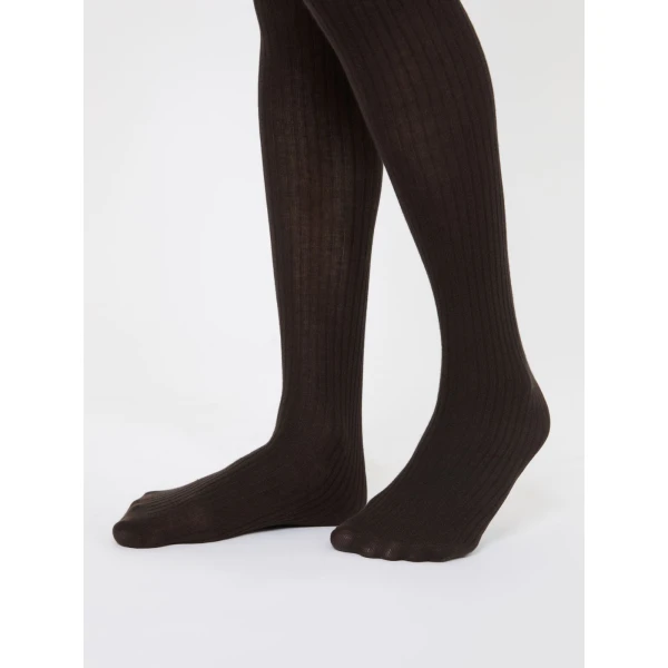 Max Mara Zavorra Ribbed Cotton Tights in Dark Brown | Accessories | Luxury Shoes 
